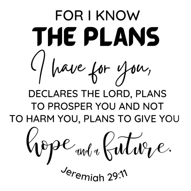 Jeremiah 29:11 Bible Verse Scripture 100% Cotton Fabric Panel Block T430