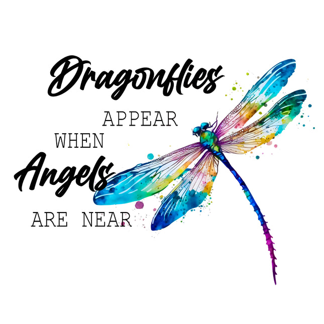 Dragonflies Appear When Angels Are Near 100% Cotton Fabric Panel Block T431
