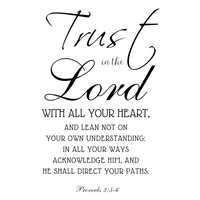 Proverbs 3:5-6 Bible Verse Scripture 100% Cotton Fabric Panel Block T434