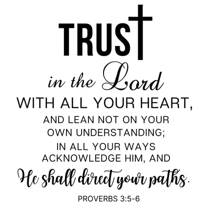 Proverbs 3:5-6 Bible Verse Scripture 100% Cotton Fabric Panel Block T440