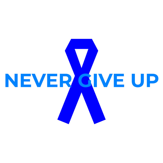 Colon Cancer Awareness Ribbon Never Give Up 100% Cotton Fabric Panel Block T505