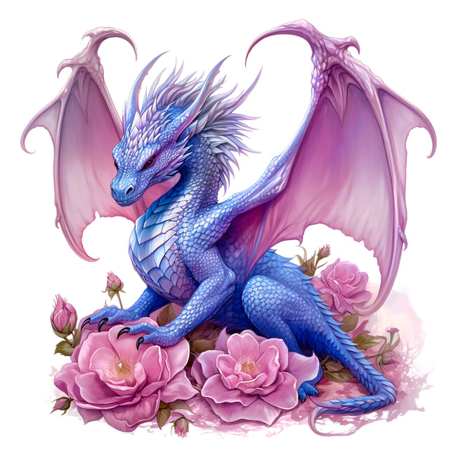 Blue dragon with pink wings and tail fabric panel