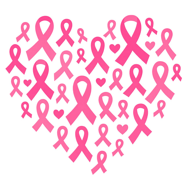 Pink Ribbon Heart Cancer Awareness 100% Cotton Fabric Panel Block T535