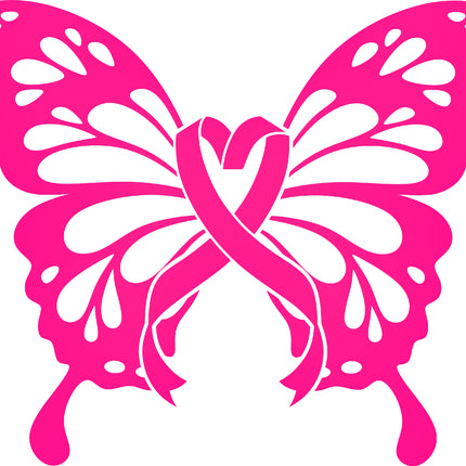 Pink Ribbon Butterfly Cancer Awareness 100% Cotton Fabric Panel Block T536