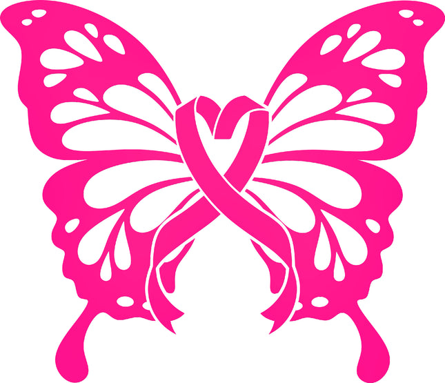Pink Ribbon Butterfly Cancer Awareness 100% Cotton Fabric Panel Block T536