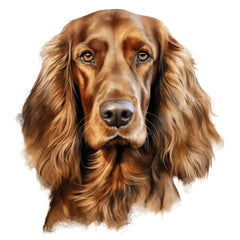 Close-up of a brown dog with long fur fabric panel