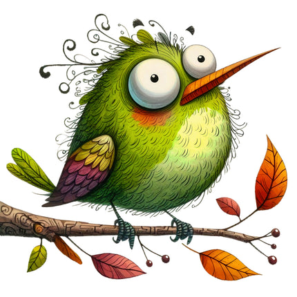 cartoon bird with a large eyes quilt block