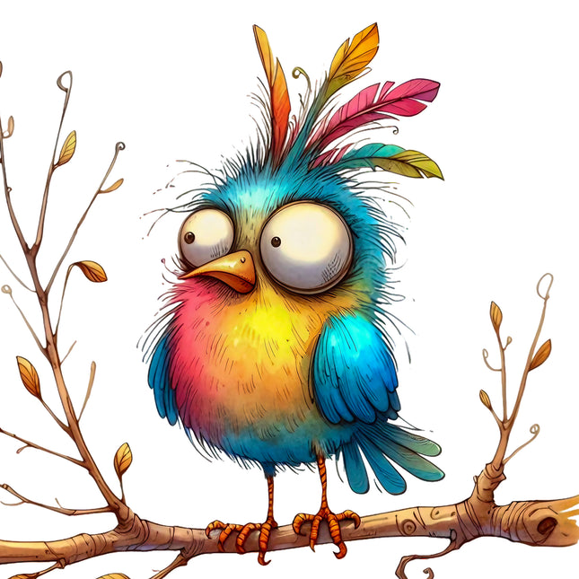 Quirky Humor Bird 100% Cotton Fabric Panel Block T614