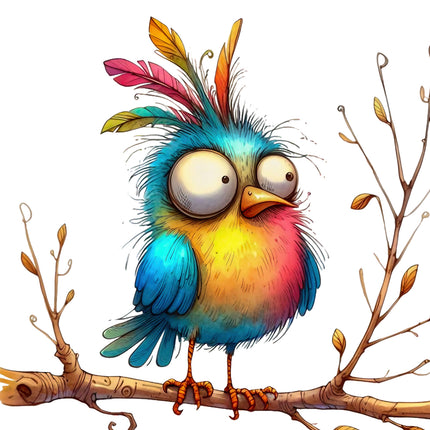 Colorful cartoon bird quilt block