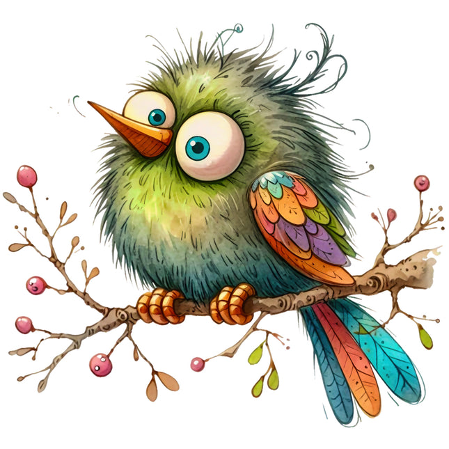 Colorful cartoon bird quilt block