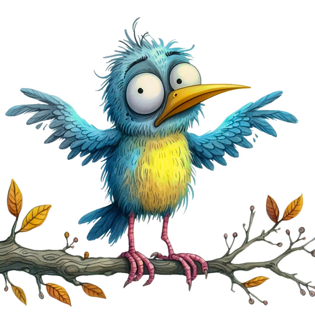 Quirky Humor Bird 100% Cotton Fabric Panel Block T617