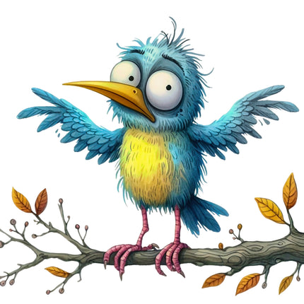 Cartoon blue and yellow bird quilt block