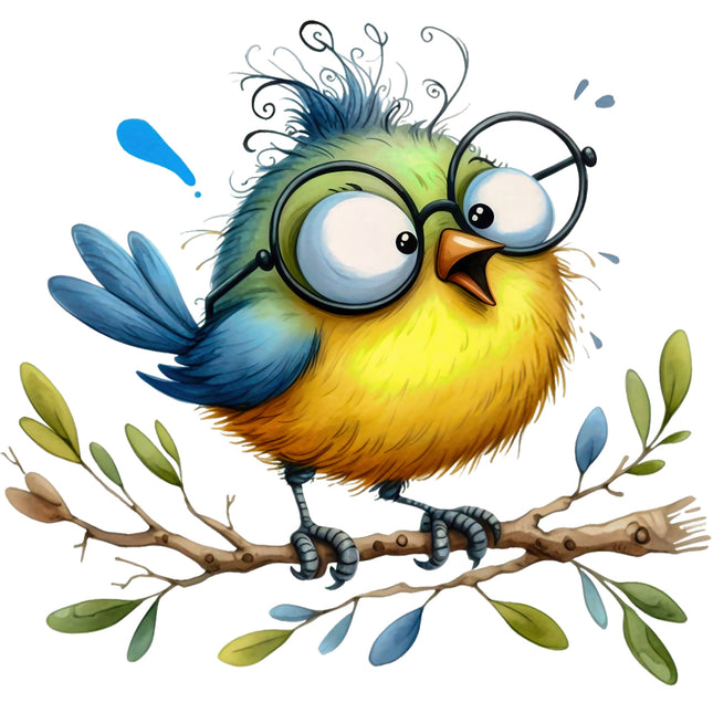 Colorful bird with glasses quilt block