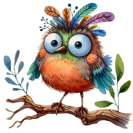 Quirky Humor Bird 100% Cotton Fabric Panel Block T619