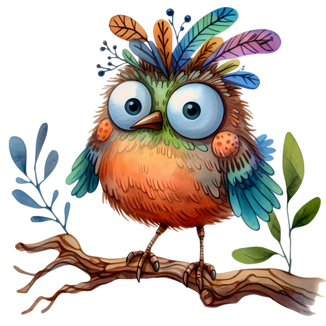 Quirky Humor Bird 100% Cotton Fabric Panel Block T619