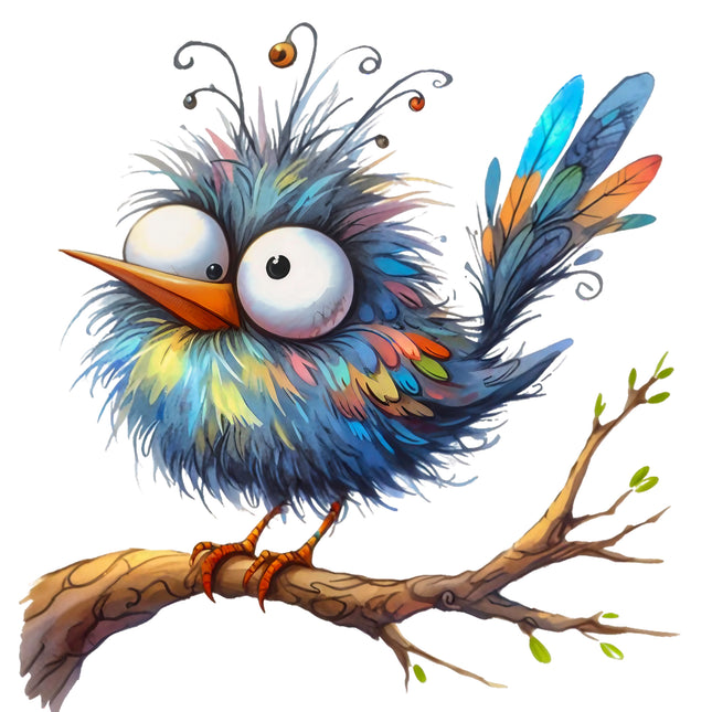 Quirky Humor Bird 100% Cotton Fabric Panel Block T624