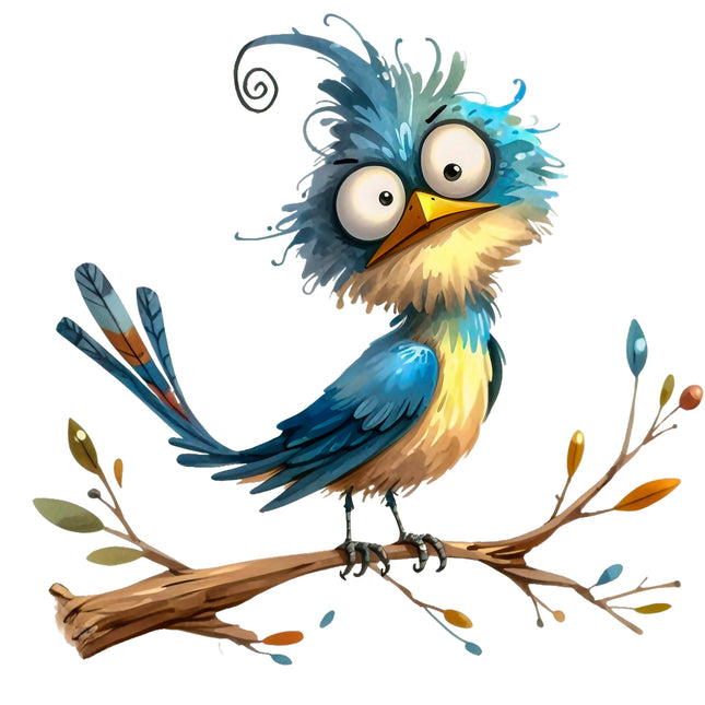 Quirky Humor Bird 100% Cotton Fabric Panel Block T629