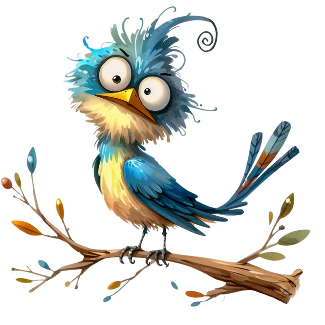 cartoon bird with blue feathers quilt block