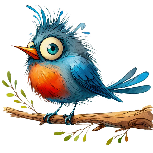 Colorful bird with blue feathers quilt panel