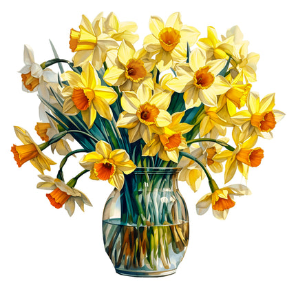 Bouquet of yellow daffodils fabric panel