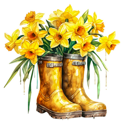 Yellow rubber boots quilt block