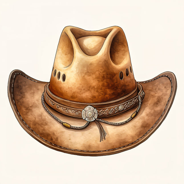 Brown cowboy hat fabric panel