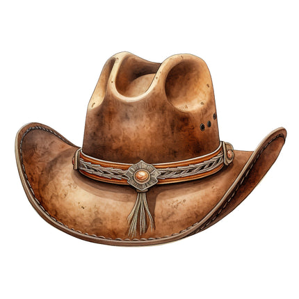 Brown leather cowboy hat fabric panel