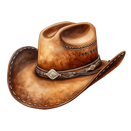 Brown cowboy hat fabric panel