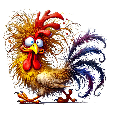 Colorful cartoon rooster fabric panel