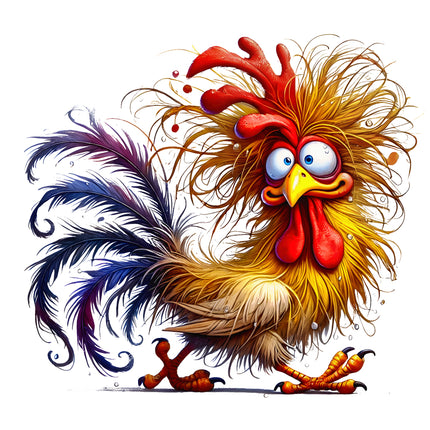 Colorful cartoon rooster quilt block