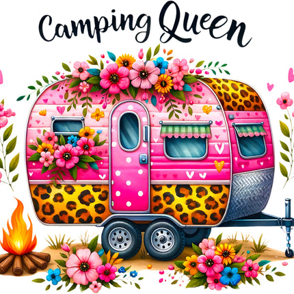 Colorful camper camping fabric panel