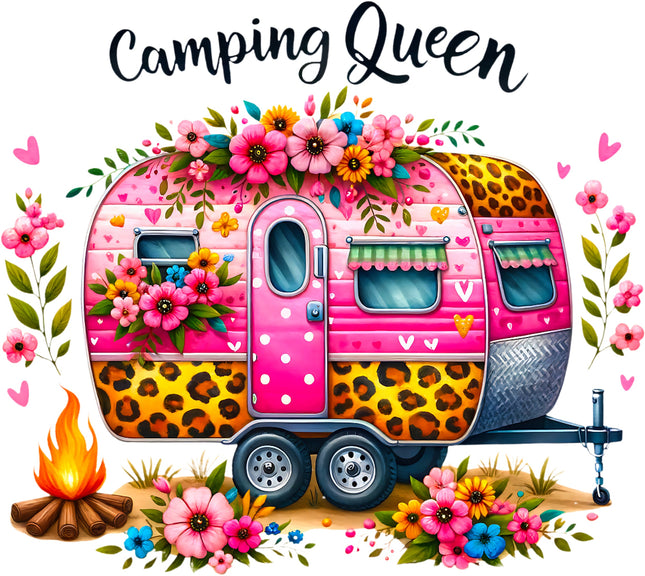Colorful camper camping fabric panel