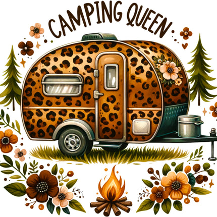 Leopard print camper fabric panel