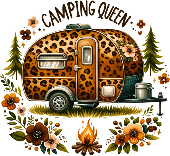 Leopard print camper fabric panel