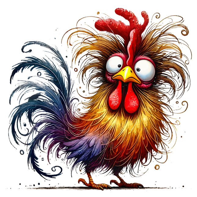 Colorful rooster quilt block