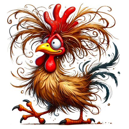 Colorful cartoon rooster fabric panel