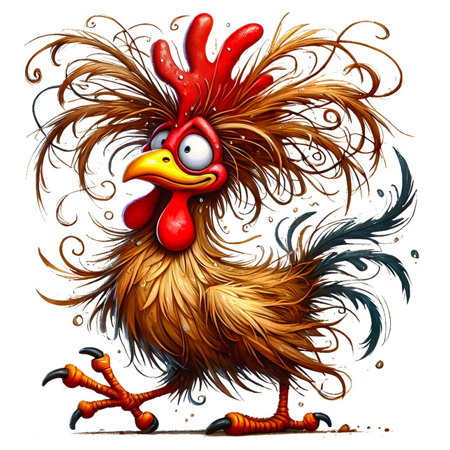 Colorful cartoon rooster fabric panel