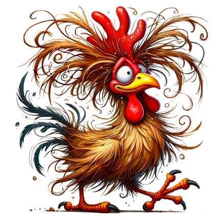 Colorful cartoon rooster quilt block