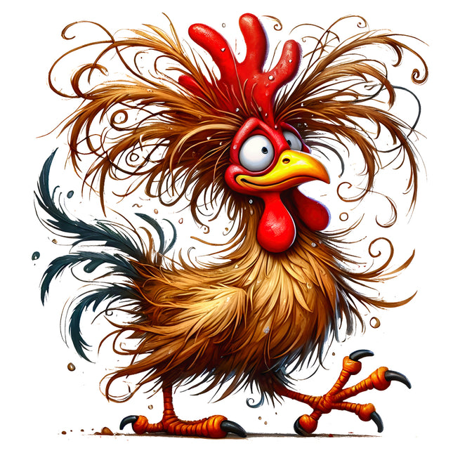 Colorful cartoon rooster quilt block