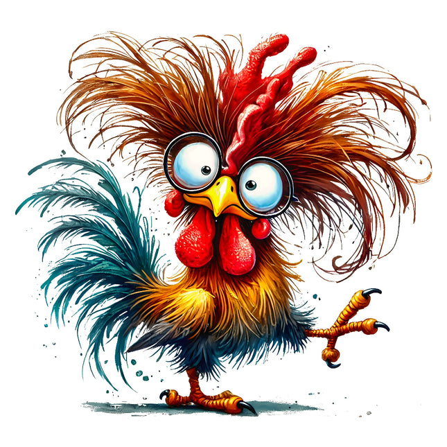 Colorful cartoon rooster fabric panel