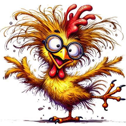 Colorful cartoon rooster with glasses quilt block