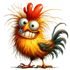 Cartoon rooster with a happy expression fabric panel