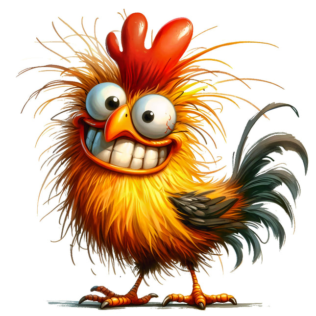 Cartoon rooster with a happy expression fabric panel