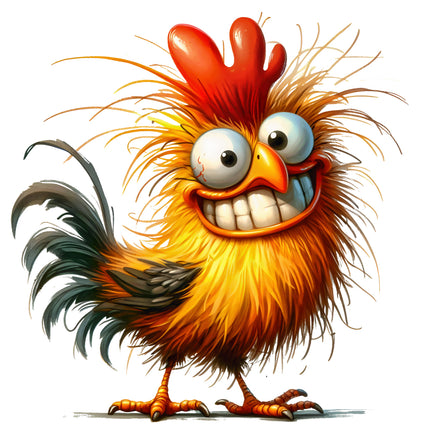 Cartoon rooster with a big smile quilt block