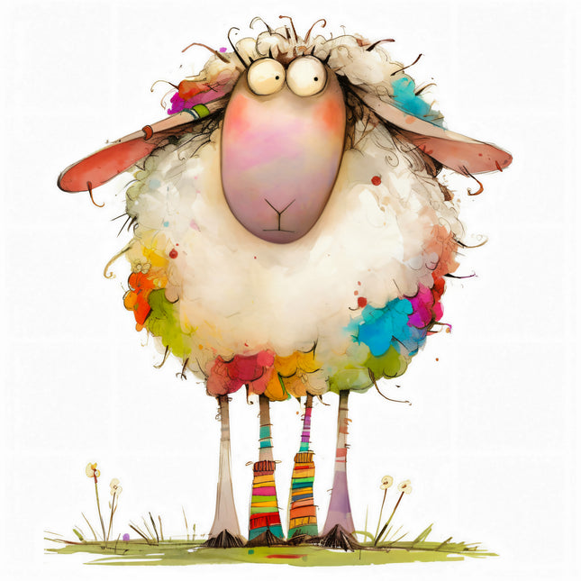 Humor Quirky Sheep 100% Cotton Fabric Panel Block T914