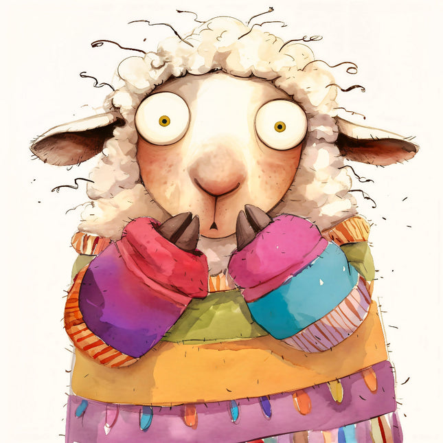 Colorful cartoon sheep fabric panel
