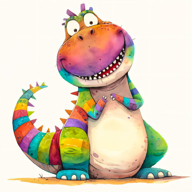 Colorful cartoon dinosaur quilt block