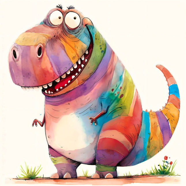 Colorful cartoon dinosaur fabric panel