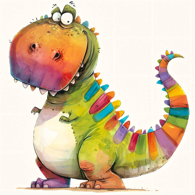 Colorful cartoon dinosaur fabric panel