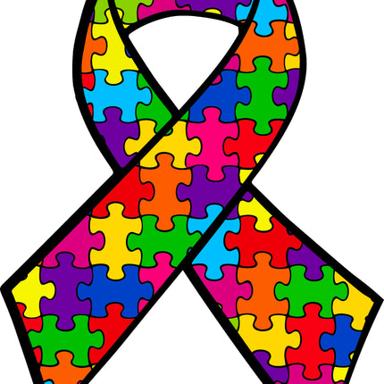 Autism Awareness Ribbon 100% Cotton Fabric Panel Block T930